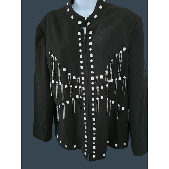 Black Embellished with Rhinestone Detailing one of a kind whimsygoth biker bling - Picture 3 of 9